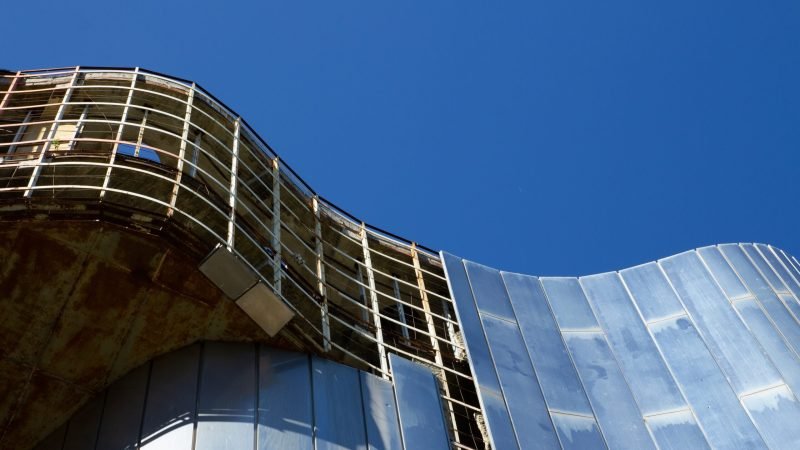 A low angle shot of the parts of the famous Croatia Monument to the uprising of the people of Banija and Kordun